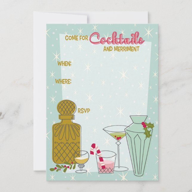 Anpassad Retro Semestergalla Cocktailparty Inbjuda Inbjudningar (Framsida)