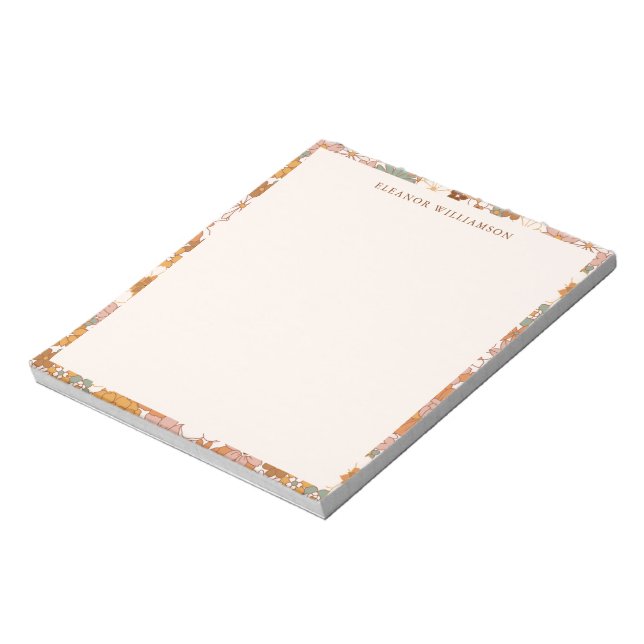 Anpassad Retro Terrakotta Boho Blommig Bröllopsdus Anteckningsblock (Roterad)