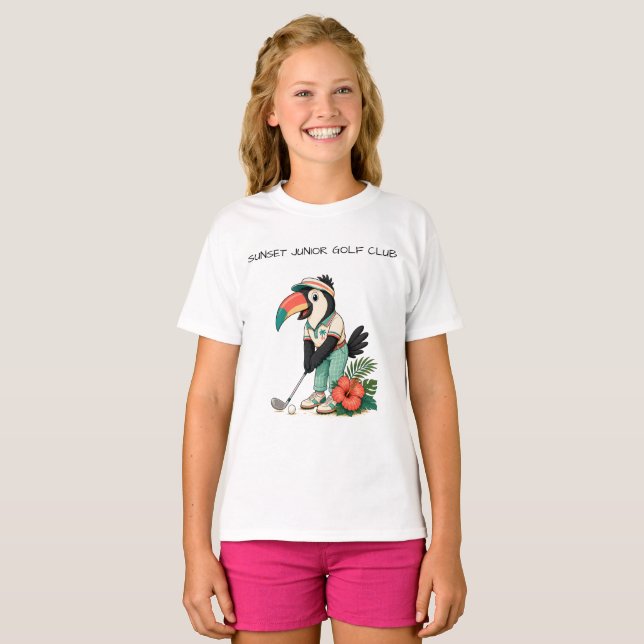 Anpassad Retro Tukan Junior Golfklubb för Barn T Shirt (Hel framsida)