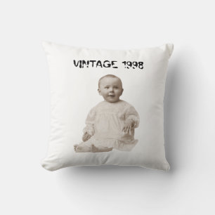 Anpassad Retro Vintage Glad Födelsedag Foto Familj Kudde