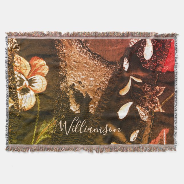 Anpassad Retro Vintage Patchwork Broderi Look  Filt (Framsidan)