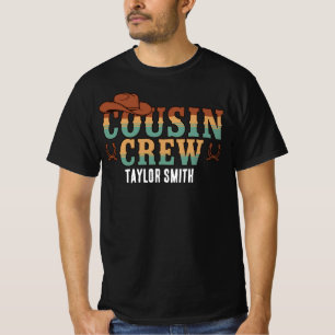 Anpassad Retro Western Cowboy Kusin Crew Matchande T Shirt