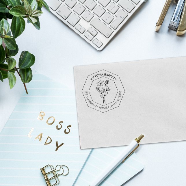 Anpassad Returadress för modernt geometriskt Daisy Stämpel (Skapare uppladdad)