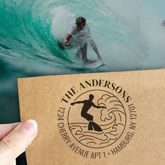 Anpassad returadress Surfbräda Surfing Våg Stämpel (Skapare uppladdad)