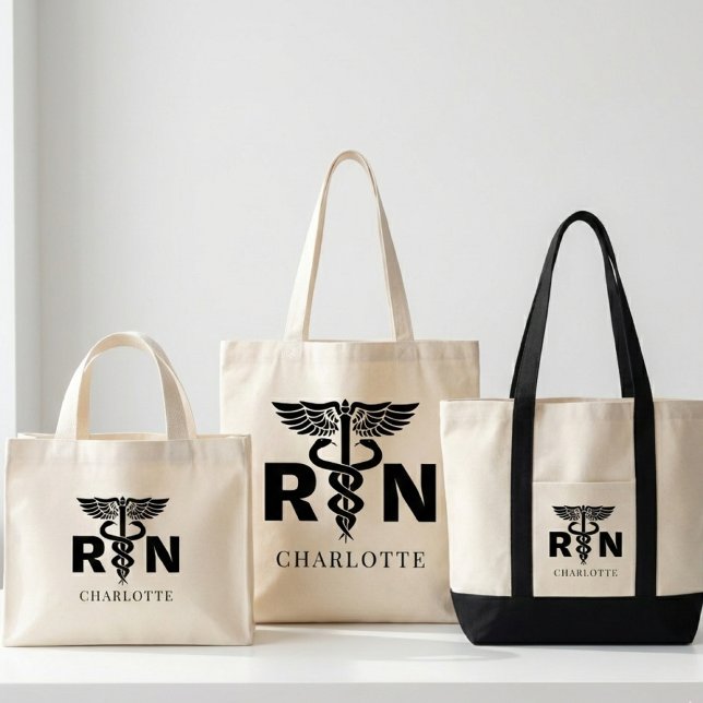 Anpassad RN-sjuksköterskeväska i present till legi Mini Tygkasse (Custom RN Nurse Tote Bag Gift for Registered Nurses, Graduates, and Nurse Appreciation Week gifts)