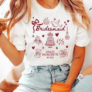 Anpassad röd coquette brudtärna möhippa fest t shirt