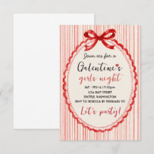 Anpassad röd Galentines-festlig inbjudan med bow