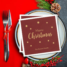 Anpassad röd & guld God Jul Pappersservett