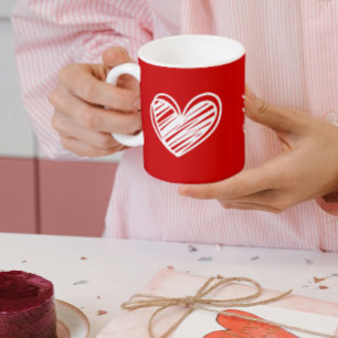 Anpassad röd hjärta-mugg – Brudtjänstegåva Kaffemugg