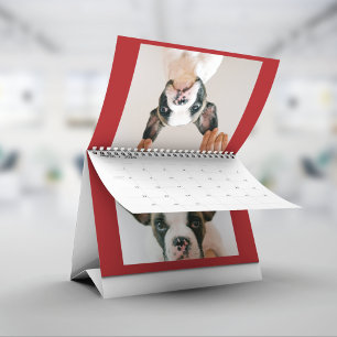 Anpassad röd husdjursfoto kalender