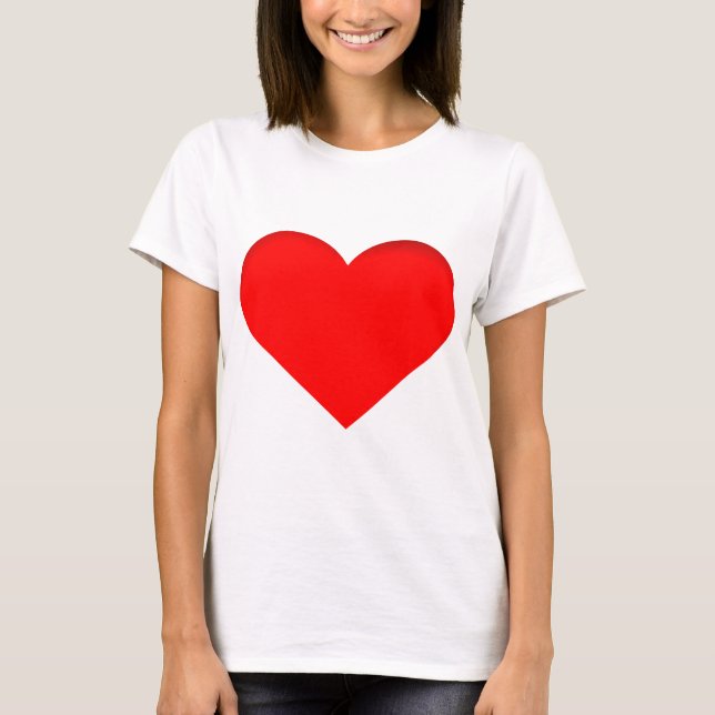 Anpassad röd kärlekshjärta-utskrift t-shirt (Framsida)