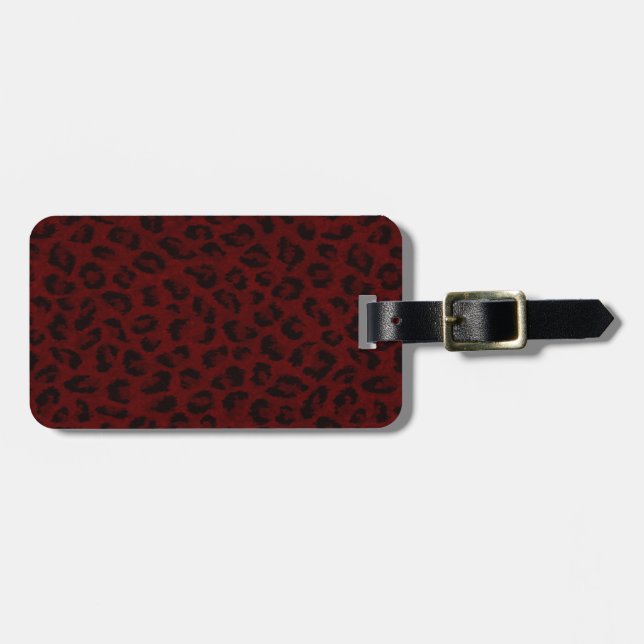 Anpassad röd leopardtryck bagagetikett bagagebricka (Horisontell Framsida)