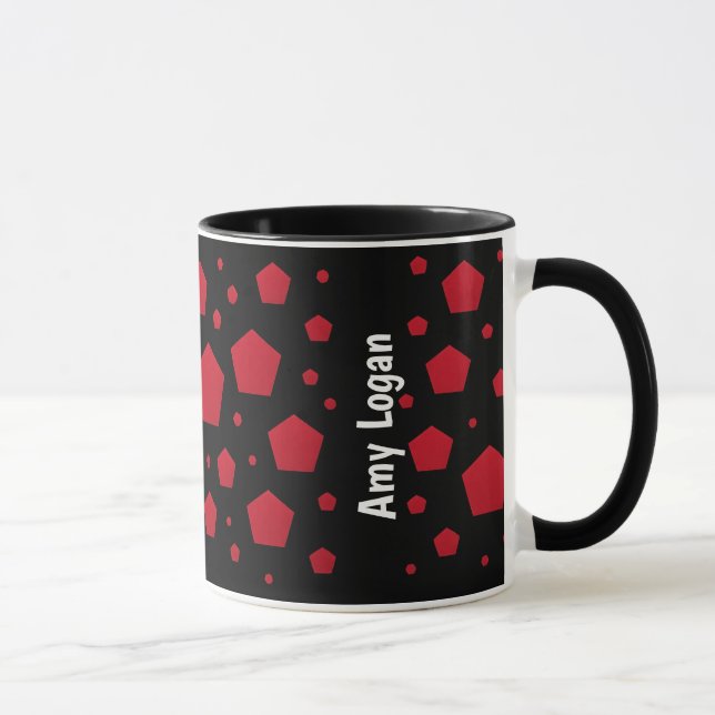 Anpassad röd pentagon jul-kaffemugg mugg (Höger)