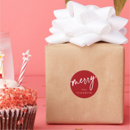 Anpassad röd + vit 'God Jul' Jul/Lov Runt Klistermärke