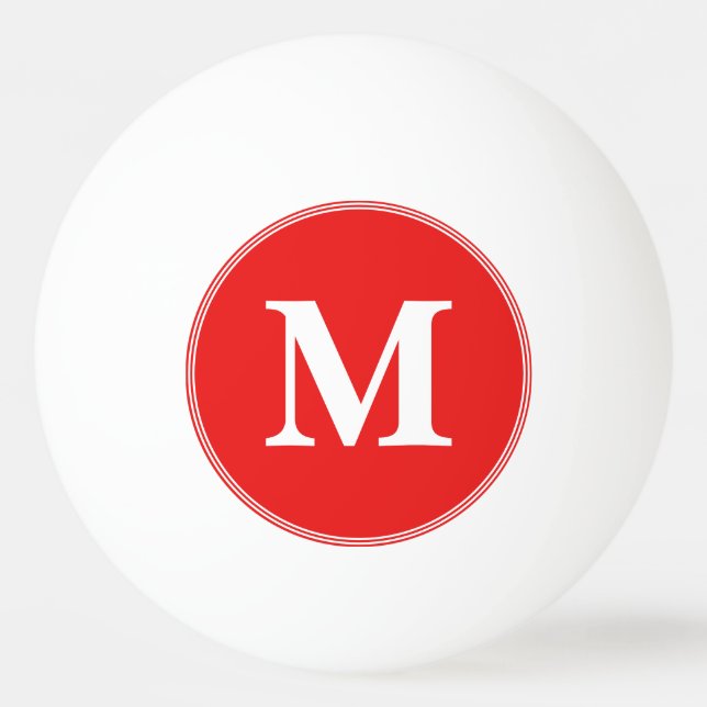 Anpassad röd vit monogrammerad bordtennisöl pingisboll (Framsidan)