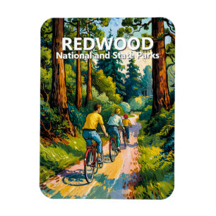 Anpassad rödfamilj cyklar Van Gogh färgrik Magnet