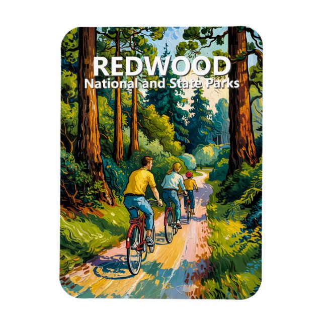 Anpassad rödfamilj cyklar Van Gogh färgrik Magnet (Vertikal)