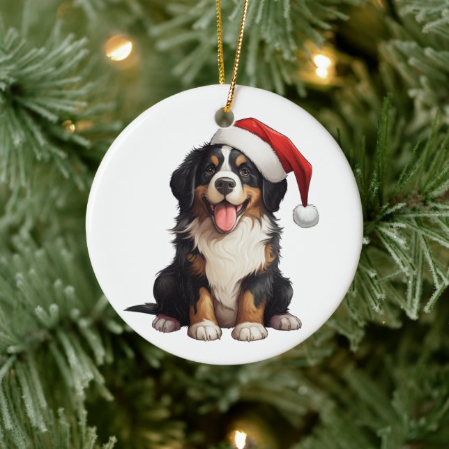 Anpassad Rolig Bernese Mountain Hund Julgransprydnad Keramik (Träd)