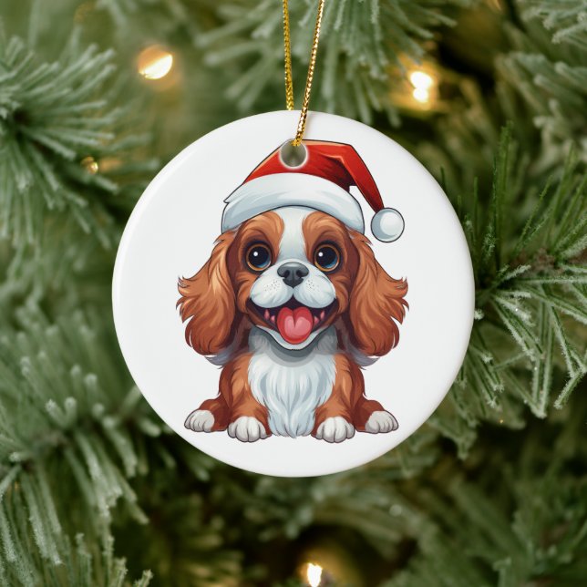 Anpassad rolig Cavalier King Charles Spaniel jul Julgransprydnad Keramik (Träd)