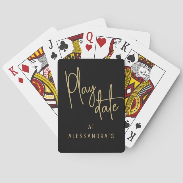 Anpassad rolig citatlekdatum Svart Guld Minimalist Casinokort (Baksidan)