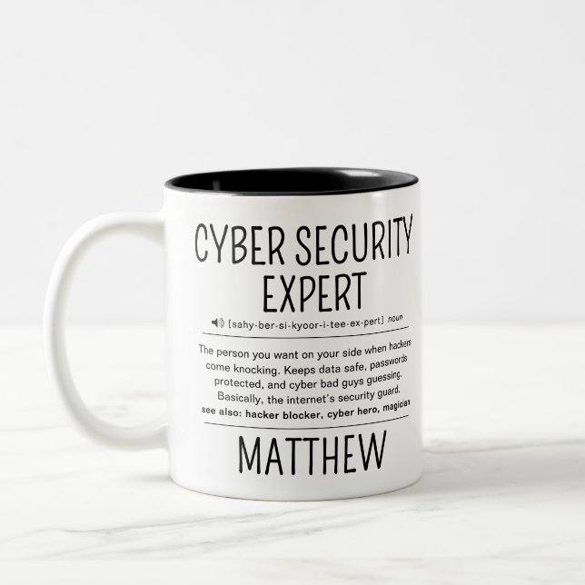 Anpassad rolig cybersäkerhetsexpert definition Två-Tonad mugg (Vänster)