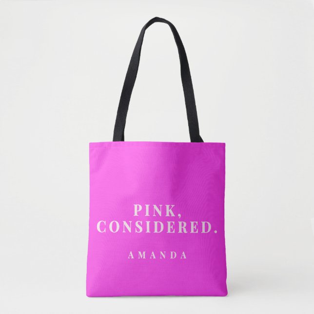 Anpassad rolig het neon rosa minimalistisk modern  tygkasse (Framsida)
