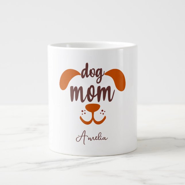 Anpassad Rolig Hund Mamma Skriptnamn  Jumbo Mugg (Framsidan)