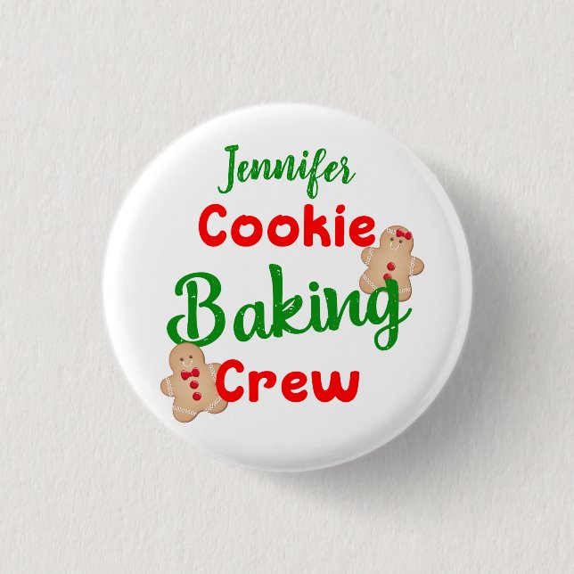 Anpassad rolig julbakning för Cookie Baking Crew Knapp (Framsida)