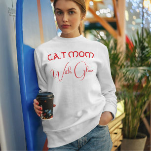 Anpassad Rolig Manus Cutt Kis Red And White Kattma T Shirt