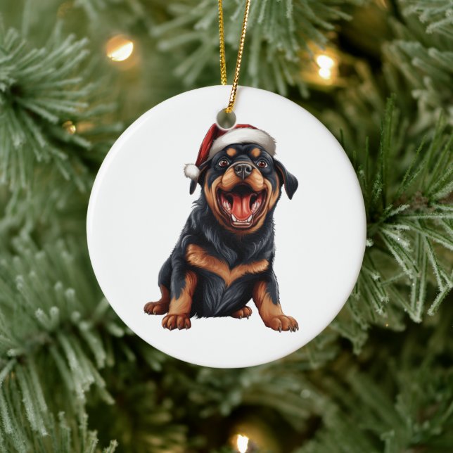 Anpassad Rolig Rottweiler Jul Hundras Julgransprydnad Keramik (Träd)