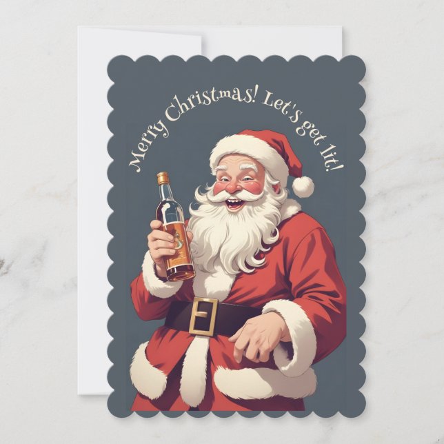 Anpassad rolig text Berusad Tomte Inbjudningar (Framsida)