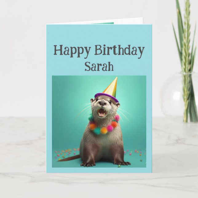 Anpassad Roligt för födelsedag Otter Animal Humor Kort (Framsida)