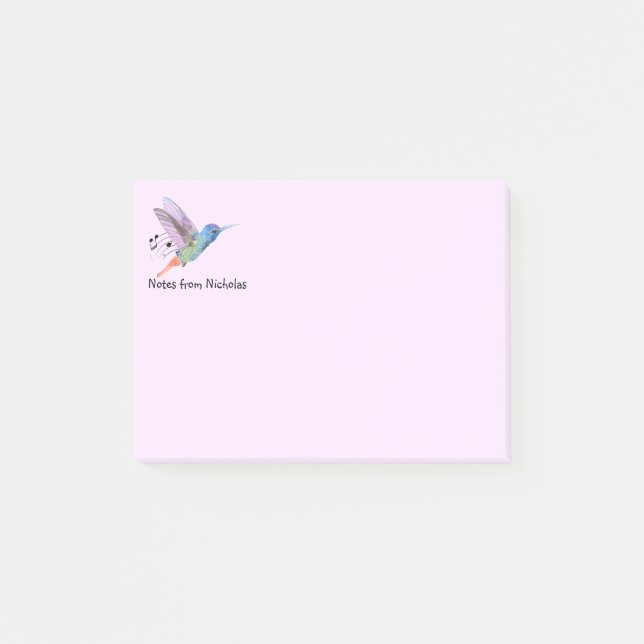 Anpassad Roligt Hummingbird Bird Art Post-it Block (Framsida)