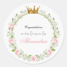 Anpassad romantik med rodnad: Rosor & Brudslöja Runt Klistermärke