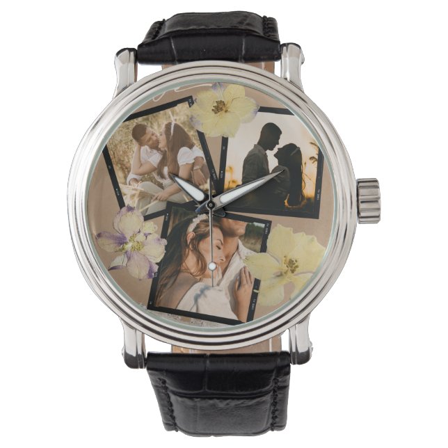 Anpassad romantisk parbild för Alla hjärtans dag  Armbandsur (Framsida)
