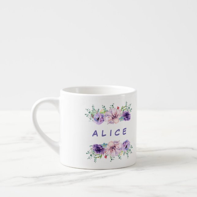 Anpassad romsk Lilac- och Eucalyptus-Blommigt Espressomugg (Vänster)