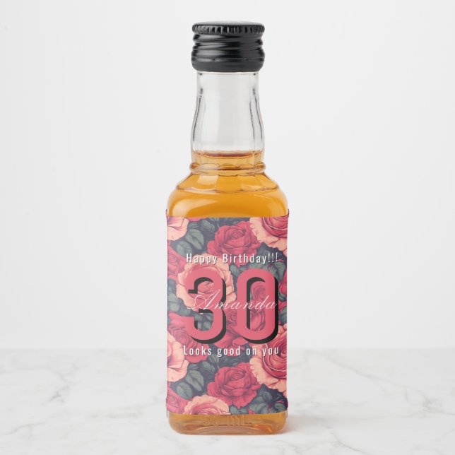 Anpassad Ros Tema 30-årsfirande Spritflaskor Etikett (Framsida)