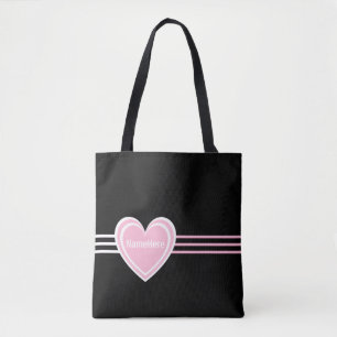 Anpassad Rosa av Elegant White Heart Rand Black Tygkasse