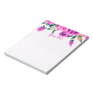 anpassad rosa blommig anteckningsblock