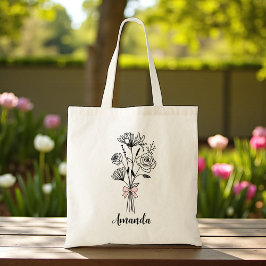 Anpassad Rosa Blommig Band för Henne Tygkasse