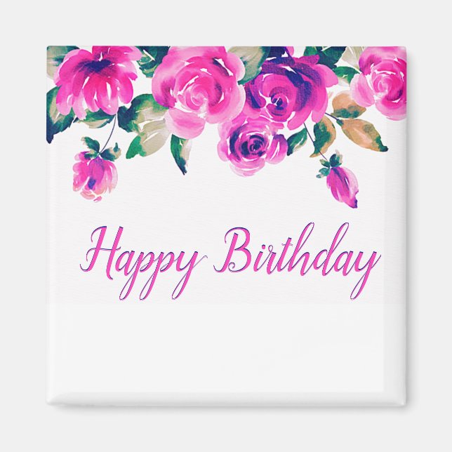 anpassad rosa blommig magnet (Framsidan)