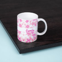 Anpassad Rosa Blommig Namn Kaffe Mugg