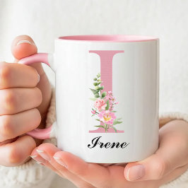 Anpassad Rosa Blommig Namnmugg Tack Gåva till Henn Mugg