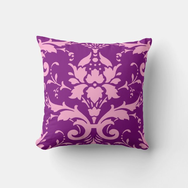 Anpassad Rosa Damask Kudde (Framsida)