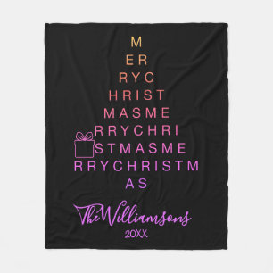 Anpassad Rosa för namnår Modern God jul Black Fleecefilt