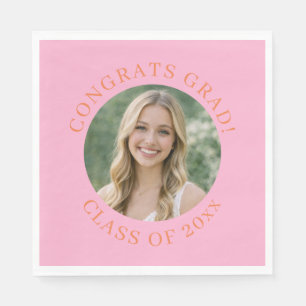 Anpassad Rosa Foto Examen Grattis Studentfirande Pappersservett