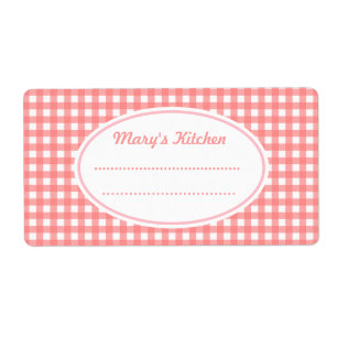 Anpassad Rosa Gingham Kitchen-etikett Fraktsedel