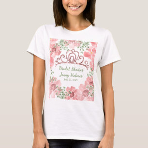 Anpassad rosa glitter krona rosa rosor grönska   t shirt