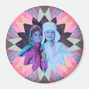 Anpassad Rosa Grå Julstjärna Foto Magnet Present