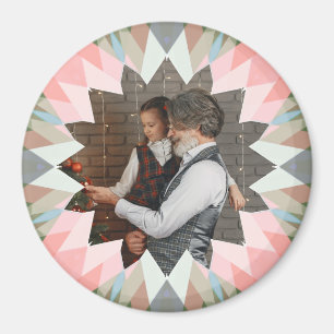 Anpassad Rosa Grå Julstjärna Foto Magnet Present